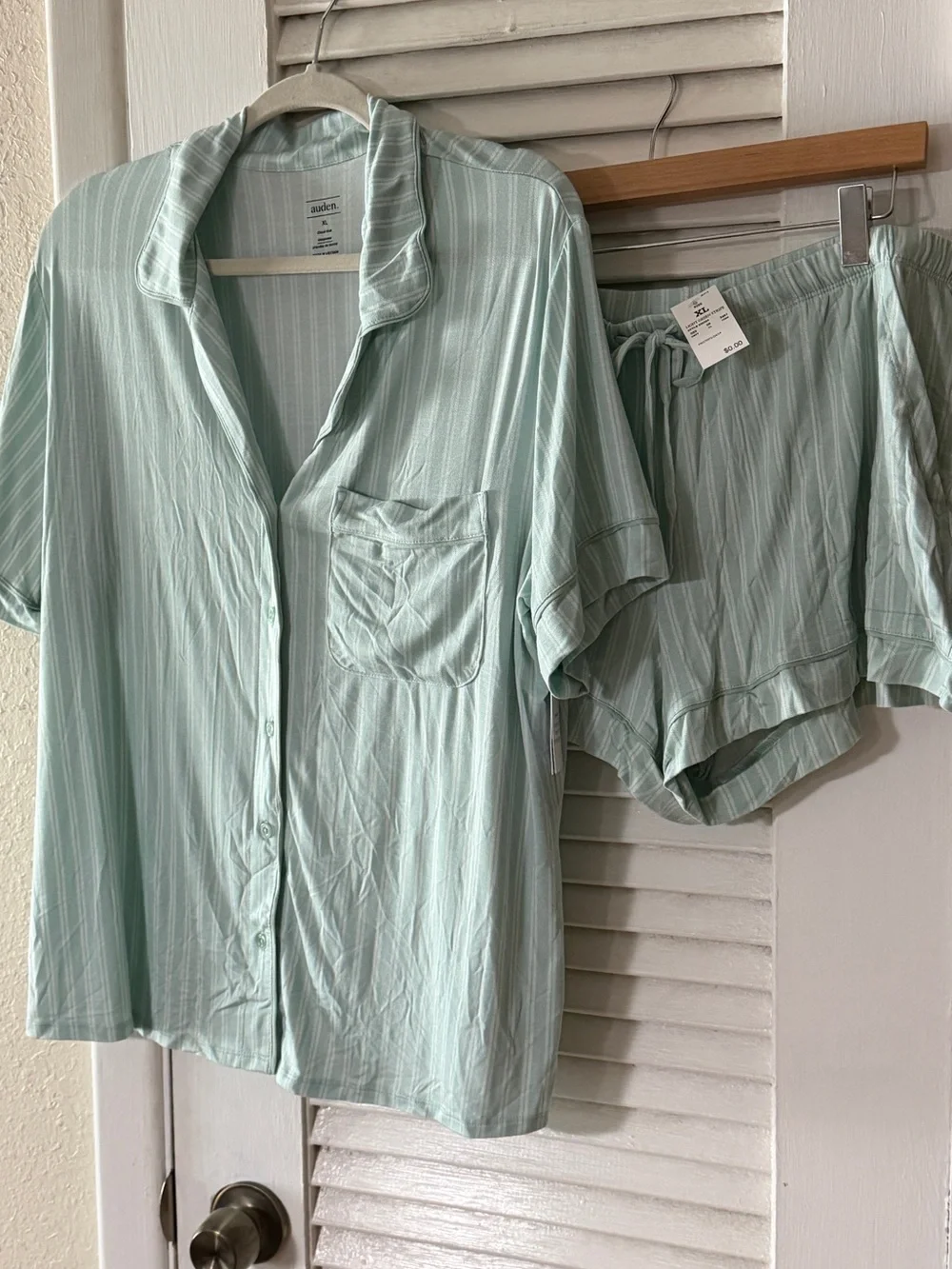 NWT Auden x Target Cloud Knit Pajama Set in “Light Green Stripe”